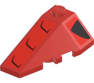 LEGO Red Wedge 2 x 4 Triple Left with Air Vents and Curved Lines Sticker (43710)