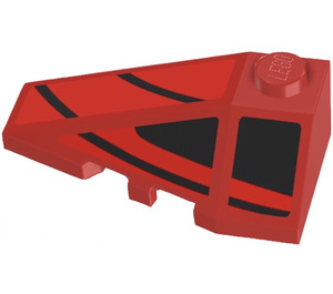 LEGO Red Wedge 2 x 4 Triple Left with Black Stripes Sticker (43710)