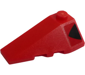 LEGO Red Wedge 2 x 4 Triple Left with Black Triangle Sticker (43710)