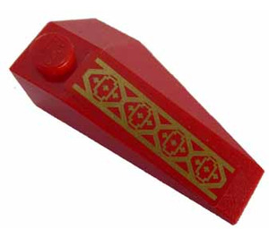 LEGO Red Wedge 2 x 4 Triple Left with Gold Pattern Sticker (43710)
