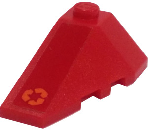LEGO rot Keil 2 x 4 Verdreifachen Links mit Orange Recycling Logo Aufkleber (43710)