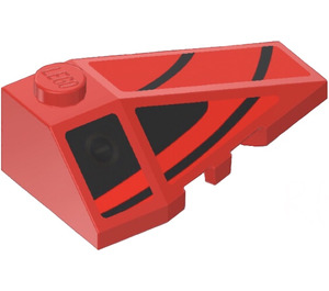 LEGO Red Wedge 2 x 4 Triple Right with Black Stripes and Fuel Filler Cap Sticker (43711)