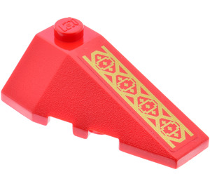 LEGO Red Wedge 2 x 4 Triple Right with Gold Pattern Sticker (43711)