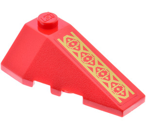 LEGO Rosso Cuneo 2 x 4 Triplo Destra con Gold Modello Adesivo (43711)