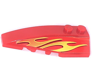 LEGO Red Wedge 2 x 6 Double Left with Flames Sticker (41748)