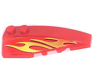 LEGO Red Wedge 2 x 6 Double Right with Flames Sticker (41747)