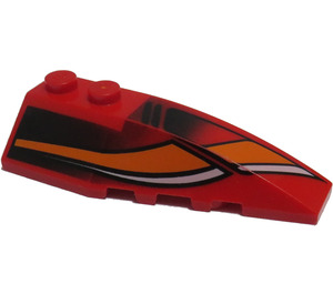 LEGO Red Wedge 2 x 6 Double Right with White/Orange Curves and Black Fade (41747)