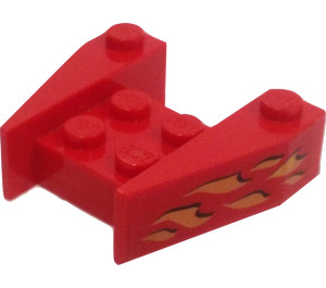 LEGO Red Wedge 3 x 4 with Extreme Team Flames Sticker without Stud Notches (2399)