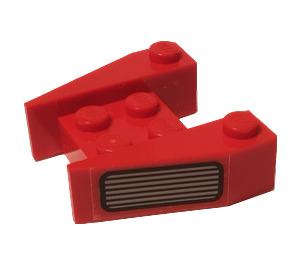 LEGO Red Wedge 3 x 4 with Grille Sticker without Stud Notches (2399)