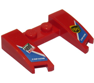 LEGO rouge Coin 3 x 4 x 0.7 avec Coupé avec '488' et 'UPS' Autocollant (11291)