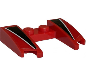 LEGO Red Wedge 3 x 4 x 0.7 with Cutout with Black Triangles and White Lines Sticker (11291)