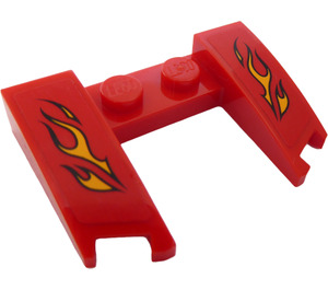 LEGO Rood Wig 3 x 4 x 0.7 met Uitsparing met Flames Sticker (11291)
