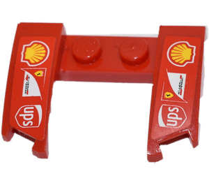 LEGO Red Wedge 3 x 4 x 0.7 with Cutout with Shell, Ferrari and UPS Logos Sticker (11291)