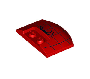 LEGO Rød Kile 3 x 4 x 0.7 med Recess med Sort Spider og web (93604 / 100365)