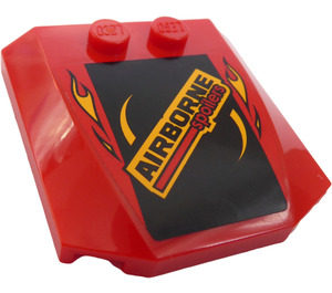 LEGO Rood Wig 4 x 4 Gebogen met "AIRBORNE Spoilers" en Flames Sticker (45677)