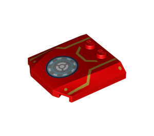 LEGO Rosso Cuneo 4 x 4 Curvo con Arc Reactor, Gold Strisce (45677 / 74378)