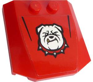 LEGO Red Wedge 4 x 4 Curved with Bulldog Head Sticker (45677)