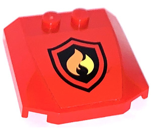 LEGO rot Keil 4 x 4 Gebogen mit Feuer Logo Aufkleber (45677)