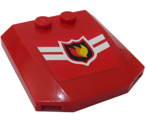 LEGO Red Wedge 4 x 4 Curved with fire logo Sticker (45677)