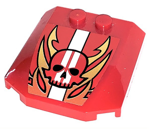 LEGO Red Wedge 4 x 4 Curved with Flaming Skull Sticker (45677)