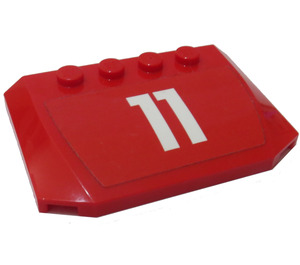 LEGO rouge Coin 4 x 6 Incurvé avec '11' Autocollant (52031)