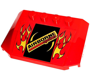 LEGO Red Wedge 4 x 6 Curved with AIRBORNE spoilers Sticker (52031)