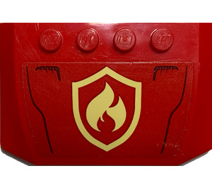LEGO Red Wedge 4 x 6 Curved with Bright Light Yellow and Red Fire Logo ...
