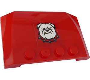 LEGO Red Wedge 4 x 6 Curved with Bulldog Head Sticker (52031)