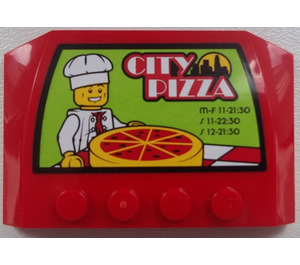 LEGO Red Wedge 4 x 6 Curved with Chef and 'CITY PIZZA' Sticker (52031)