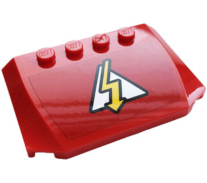 LEGO Rood Wig 4 x 6 Gebogen met Electricity Symbol, Driehoek Sticker (52031)