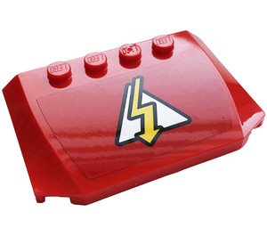 LEGO rot Keil 4 x 6 Gebogen mit Electricity Symbol, Triangle Aufkleber (52031)