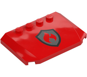 LEGO Red Wedge 4 x 6 Curved with Fire Logo (52031 / 105758)