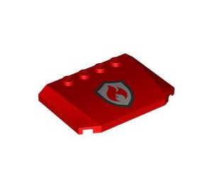 LEGO Red Wedge 4 x 6 Curved with Fire Logo (52031 / 105758)