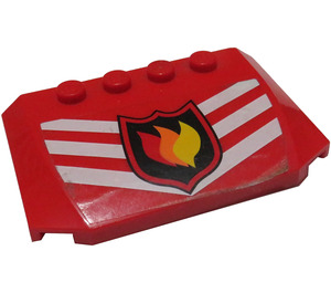 LEGO Red Wedge 4 x 6 Curved with Fire Logo big 7239 Sticker (52031)