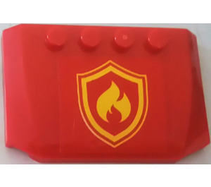 LEGO Red Wedge 4 x 6 Curved with Fire Logo Sticker (52031)