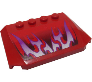 LEGO Red Wedge 4 x 6 Curved with Purple Flames Sticker (52031)