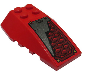 LEGO Red Wedge 6 x 4 Triple Curved with Diamond Shapes Right Sticker (43712)