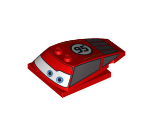 LEGO rouge Coin 6 x 4 x 1.3 avec 4 x 4 Base avec Lightning McQueen (Looking Sideways) (93591 / 95314)