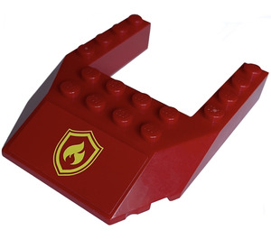 LEGO Red Wedge 6 x 8 with Cutout with Fire Logo Sticker (32084)