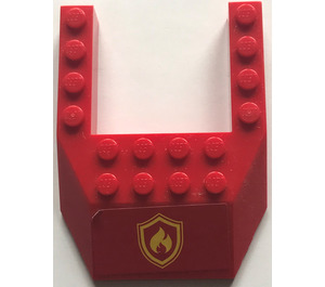 LEGO Red Wedge 6 x 8 with Cutout with Fire Logo Sticker (32084)