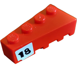 LEGO Rood Wig Steen 2 x 4 Links met 18 Aan Wit Background Sticker (41768)