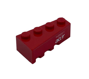 LEGO Rouge Pièce de monnaie Brique 2 x 4 Droite avec 'MUBADALA', 'ABU DHABI' et 'acer' logos Autocollant