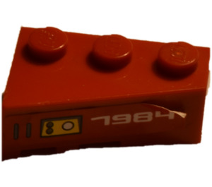 LEGO Red Wedge Brick 3 x 2 Right with 7984 and Small Control Panel (Right) Sticker (6564)