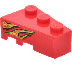 LEGO Red Wedge Brick 3 x 2 Right with Double Orange Flame Sticker (6564)