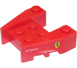 LEGO Red Wedge Brick 3 x 4 with Ferrari Logo and White 'ETIHAD AIRWAYS' Sticker with Stud Notches (50373)