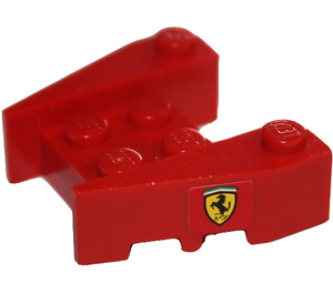 레고 빨간색 쐐기 벽돌 3 x 4 ~와 함께 Ferrari 심벌 마크 상표 스터드 노치 포함 (50373)