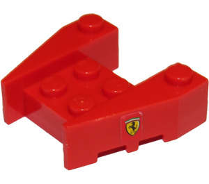 LEGO Red Wedge Brick 3 x 4 with Small Ferrari Sticker with Stud Notches (50373)