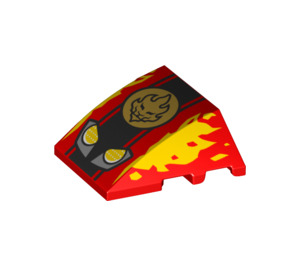 LEGO Röd Kil Böjd 3 x 4 Trippel med Flames och Gul Ögon (64225 / 78092)