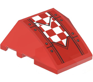 LEGO Red Wedge Curved 3 x 4 Triple with Red and White Check Panel Sticker (64225)