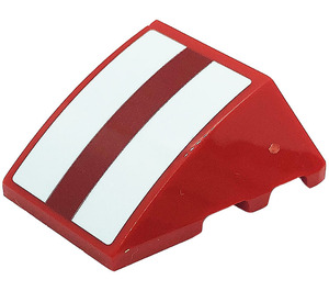 LEGO Red Wedge Curved 3 x 4 Triple with Red and White Stripes Sticker (64225)